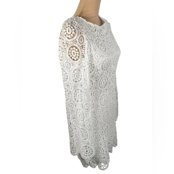 Seven Wonders Elegant White Crochet Lace Pattern Dress SZ 6 - Picture 3 of 6
